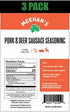 Meehan's Seasoning 3 Pack, 75 lbs Meehans Pork & Deer Sausage Seasoning Makes Total, Homemade Sausage Blend for Pork