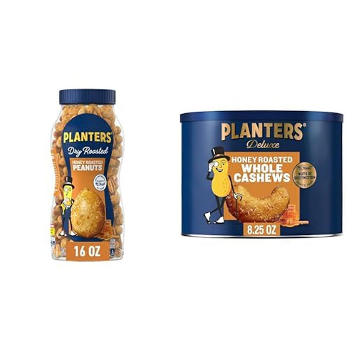 PLANTERS Bundle, Honey Roasted Peanuts + Deluxe Honey Roasted Whole Cashews, Pack