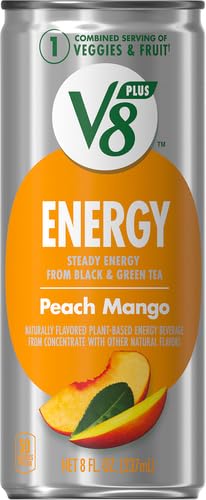 V8 8 oz (Pack 6) +Energy Peach Mango Juice Energy Drink, fl Can