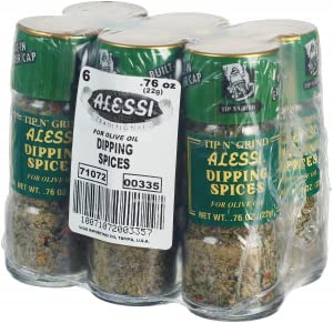 Alessi Herb & Seasoning Grinder, Dipping Spices for Olive Oil, Tip n' Grind (Garlic, 0.76 Ounce, Pack of 6)