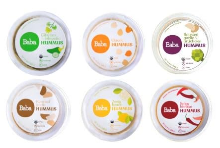 Baba Small Batch Organic Hummus (8 oz, 6 Pack) - Zero Preservatives,