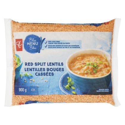 President Choice 900g/1.9lb, PC Blue Menu, Red Split Lentils - Dry, Imported from Canada}