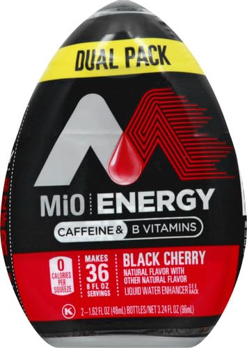 1.62 Oz (Pack 2) MiO Energy Black Cherry Naturally Flavored Liquid Water Enhancer, Fl