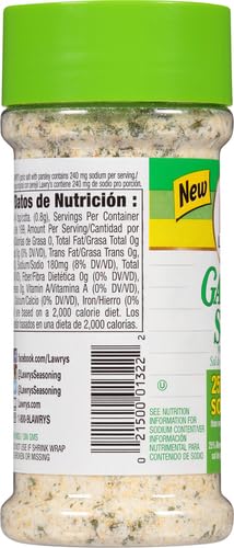25% 5.62 oz (Pack 2) Lawry's Less Sodium Garlic Salt With Parsley