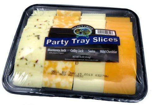 Generic Party Cheese Tray. 4 cheeses. Monterey Jack, Colby Jack, Swiss, Milk Cheddar.