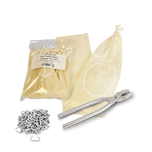 The Sausage Maker - Salami Sausage Casing Kit, Tied and Looped 76mm