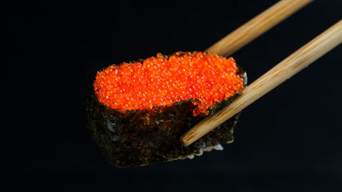 Frozen (50g Orange Genki Tobiko Caviar Premium Flying Fish Roe from Taiwan Glass Jar), Naturally Vibrant Crunch