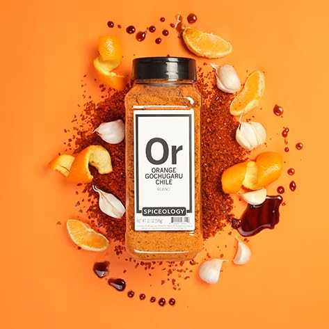 21 oz Spiceology Orange Gochugaru Chile Seasoning Sweet Heat Spice Blend with Korean Chile Flakes and Bright Citrus