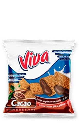 Generic VIVA PILLOWS Cocoa cream snacks 200g (Pack of 3) / Romanian food