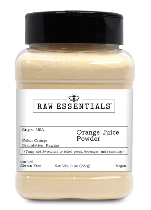 Orange Juice Powder, 8 Ounce Bottle - Tangy and Sweet, Great for Baked Goods, Beverages, Smoothies, Non-GMO