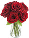 KaBloom - Bouquet of 6 Red Roses with Vase - Fresh Flowers