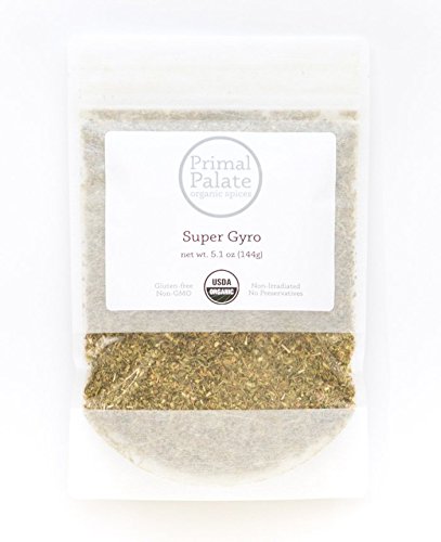 Primal Palate Organic Spices, Super Gyro Seasoning, Certified Organic, 5.1 oz Resealable Bag