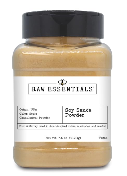 Soy Sauce Powder, 7 Ounce Bottle - Rich Umami Flavor for Asian Dishes, Marinades, and Snacks