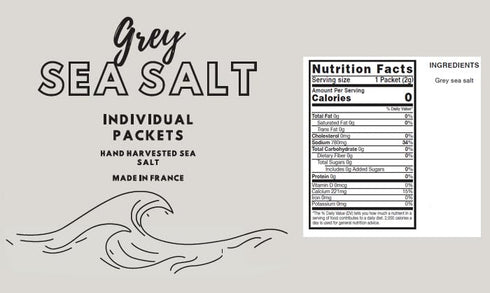 Packets Packs 2 (Pack 100) French Gray Sea Salt Single Serve Sea Salt Single Use Individual Salt, Morning Salt