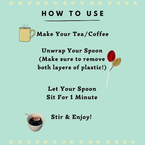 TULLIPAK 10 10 HONEY Candy Spoons Edible Stirring Spoons for Hot Beverages & Desserts | Spoons FLAVORS Variety Gift Box
