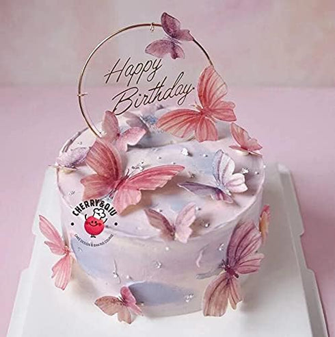 50Pcs Edible Wafer Cupcake Toppers, Cake DIY White Blank Butterfly Cake Decoration Birthday Mix Size