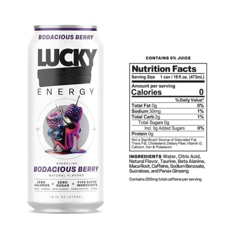 Pack, 16oz (10-Pack) 200mg Lucky Energy Sugar Free Energy Drinks, Variety Cans Healthy, Zero Sugar Energy Drink