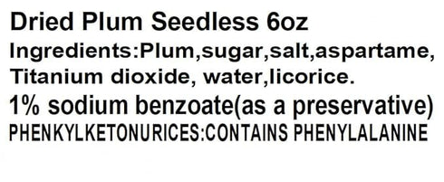 6 oz Preserved Fruit Dried Plum Salty Sweet and Sour Plum Seedless plum meat
