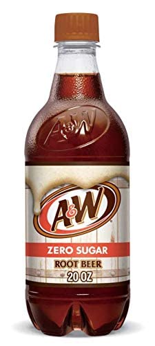 B4Y A&W Zero Root Beer, 20 Fl Oz Bottles, (Pack of 10)