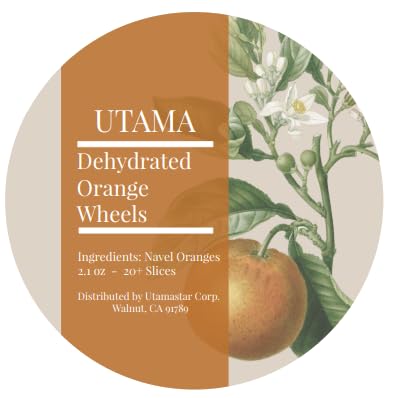 Utama 30+ Dehydrated Orange Slices - Dried Citrus Wheels for Cocktails, Garnishes, Crafts, and Decorations - MADE