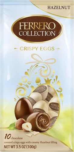10 Count, Pack 5 3.5 Oz Ferrero Fine Hazelnut Milk Chocolate Eggs, Easter Basket Stuffers, Hazelnut Flavored, of Bags