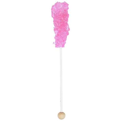 24 Pack Pink Rock Candy Sticks Cherry Sugar Flavor, Bulk Individually Wrapped Edible Crystal Sticks for Party Favors
