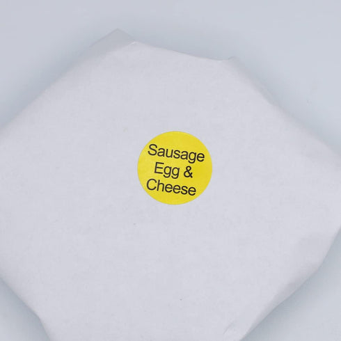 1 Inch 500 Sausage, Egg & Cheese Deli Labels Round Circle Dots Total Stickers