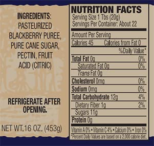 16oz (Pack 6) Dillman Farm All Natural Seedless Blackberry Preserves - Gluten-Free, Non-GMO, Vegan, Kosher