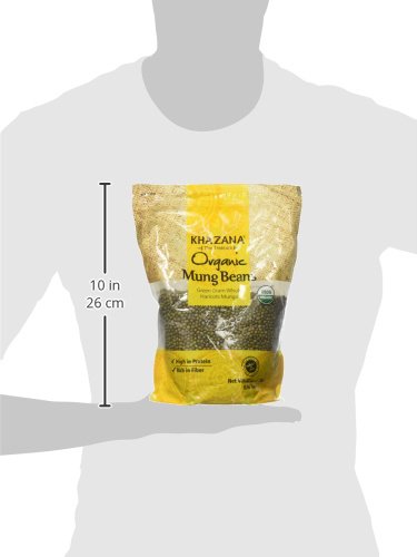 (2lb) Khazana Organic Mung Beans - Green Gram Whole Haricots - Non GMO, Gluten Free & Kosher - Authentic Lentils from