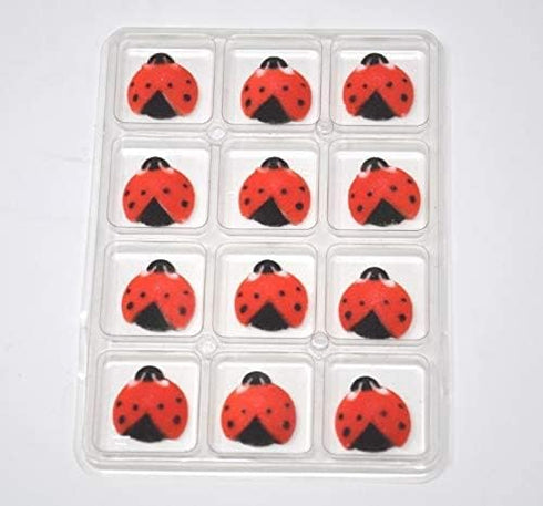 Lucks Ladybug Sugar Decorations for Cupcakes and Cakes, 24 Pk