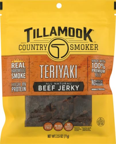 Tillamook Country Smoker Real Hardwood Smoked Beef Jerky, Teriyaki Flavor, 2.5 Ounce
