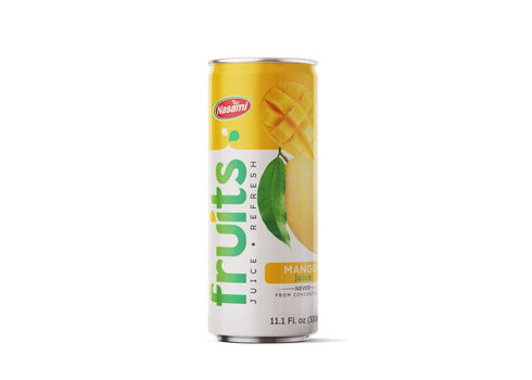 NASAMI 100% 11.1 oz (330ml) Pack 24 Mango Juice Not From Concentrate, No Sugar Added, Natural Fruit Drink, fl Cans