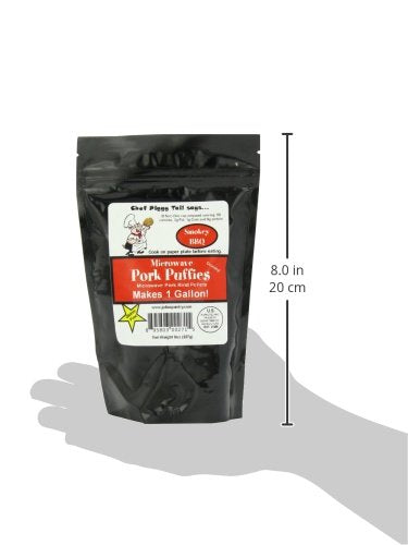 Chef Piggy Tail 8 Microwave Pork Puffies Pork Rinds, Smokey BBQ, Ounce