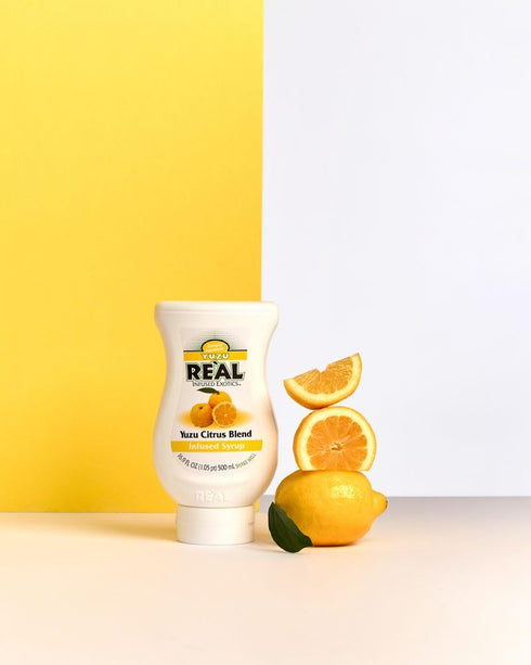 16.9 OZ Yuzu Rel Infused Exotics, Yuzu Citrus Blend Infused Syrup, FL Squeezable Bottle