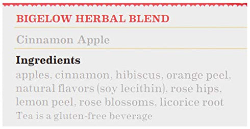 28-Count (Pack 1) Bigelow Cinnamon Apple Herbal Tea Bags Box of Cinnamon Apple Hibiscus Flavored Herbal Tea Bags All