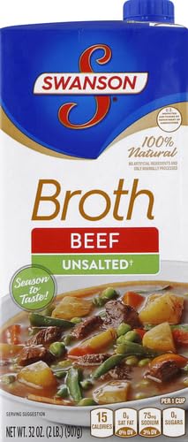 100% 32 oz (Pack 4) SWANSON S Natural Unsalted Beef Broth, Carton