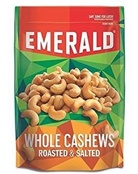 Emerald Roasted & Salted Whole Cashews, Stand Up Resealable Bag, 5 Oz