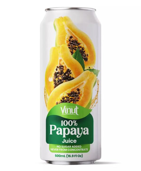 100% 500ml (16.9 Oz), Pack 2 Vinut Pure Papaya Juice, No Sugar Added, Never From Concentrate, Fl