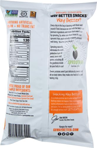 Way Better Snacks Sweet Potato Tortilla Chips, 5.5 Ounce