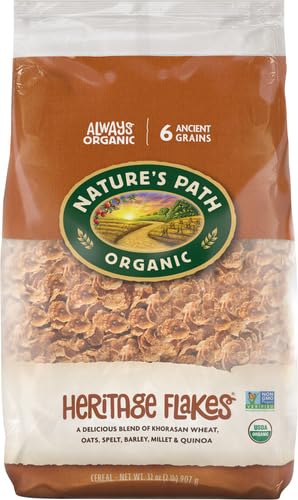 Nature's Path 32 oz (Pack 2) Organic Heritage Flakes Cereal, Eco Pac Bags