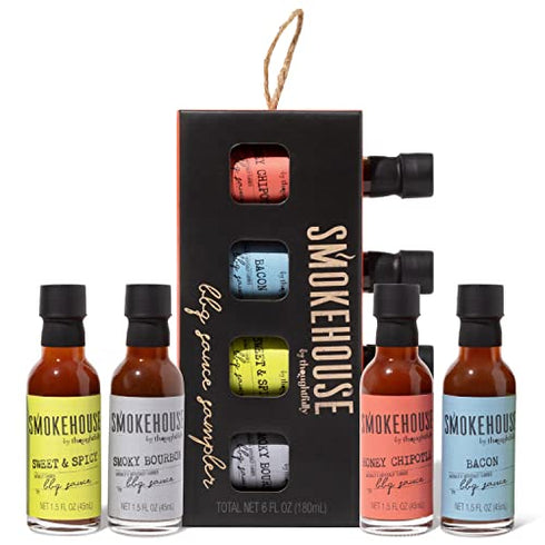 Smokehouse by Thoughtfully Gourmet BBQ Sauce Sampler Set, Vegan, Pack of 4 with Honey Chipotle, Sweet and Spicy