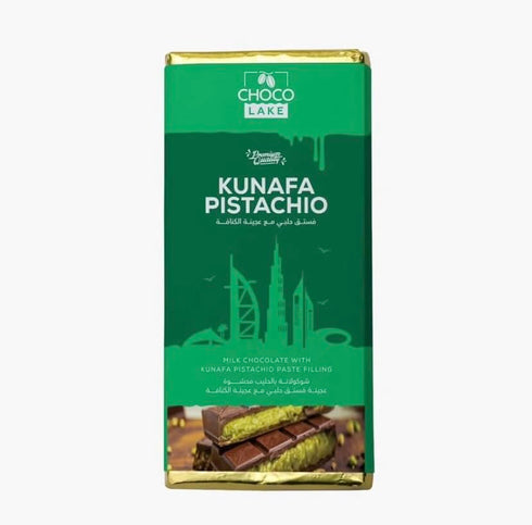 Choco Lake Dubai Chocolate Crunchy Kunafa Pistachio Bar, 6.7 oz Exclusive Luxury Dessert, Premium