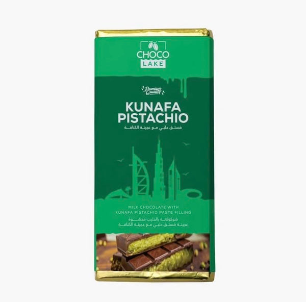 Choco Lake Dubai Chocolate Crunchy Kunafa Pistachio Bar, 6.7 oz Exclusive Luxury Dessert, Premium