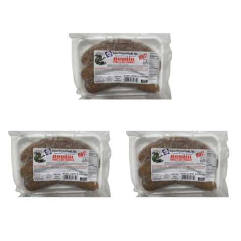 Creole Foods Cajun Original Hot Pork Boudin (Pack Of 3) - Authentic Louisiana Cajun