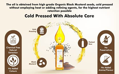 Farm Naturelle Oil-(500ML) (Glass Bottles) Virgin Pressed Organic Black Mustard Seed Cooking