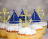 24 Pcs Nautical Theme Glitter Cupcake Picks, Cupcake Toppers for Decoration Party Favors