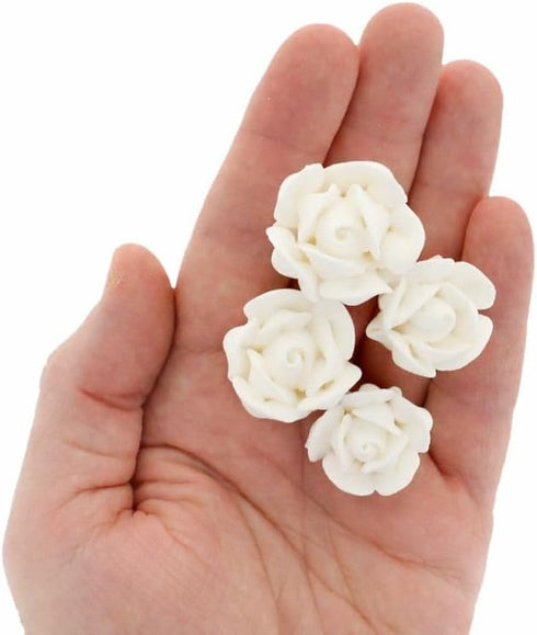 Global Sugar Art Edible Royal Icing White Rose Set, Two sizes, 24