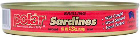 4.23-Ounce MW Polar Brisling Sardines, Smoked in Olive Oil