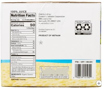 Generic 11.1 oz (Pack 12) Signature Organic Coconut Water, of by LOS