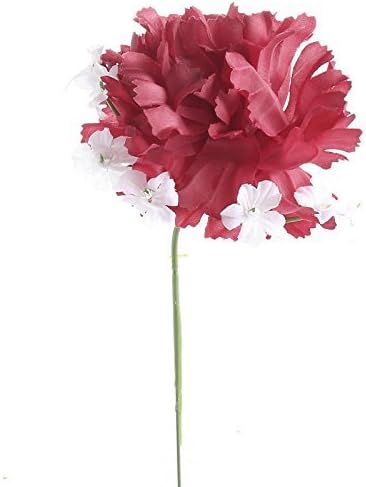 Inspired By Nature Bulk Buy of 24 Burgundy Polyester Carnation Stems with Soft Gypsophilia Accent